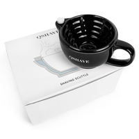 QSHAVE Razor Shaving Scuttle kubek wypełniony gorącą wodą utrzymuj pianę zawsze ciepło to duży rozmiar miska ręcznie kubek ceramiczny czarno-biały 5